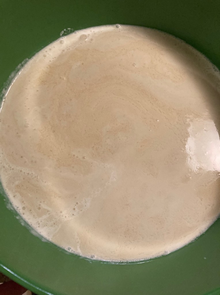 Aged eggnog ingredients mixed together after step 3. 