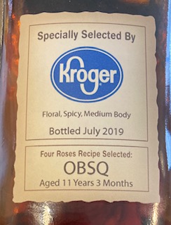 Four Roses OBSQ bourbon side label