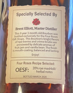 Four Roses OESF Kentucky Straight Bourbon Whiskey Side Label