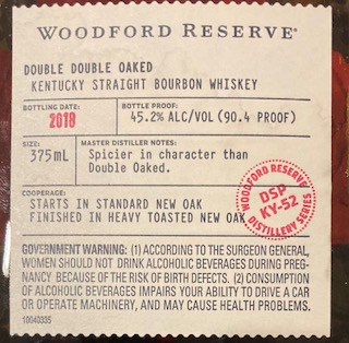 Woodford Reserve Double Double Oaked Kentucky Straight Bourbon Whiskey front label