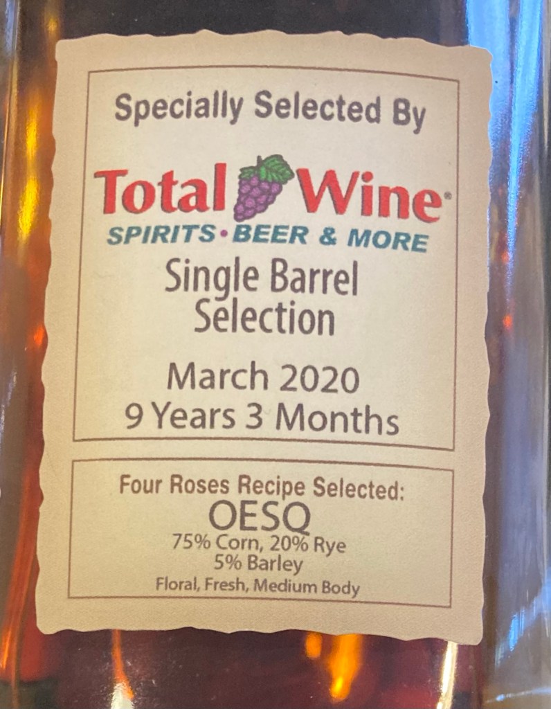 Four Roses OESQ Kentucky Straight Bourbon Whiskey side label