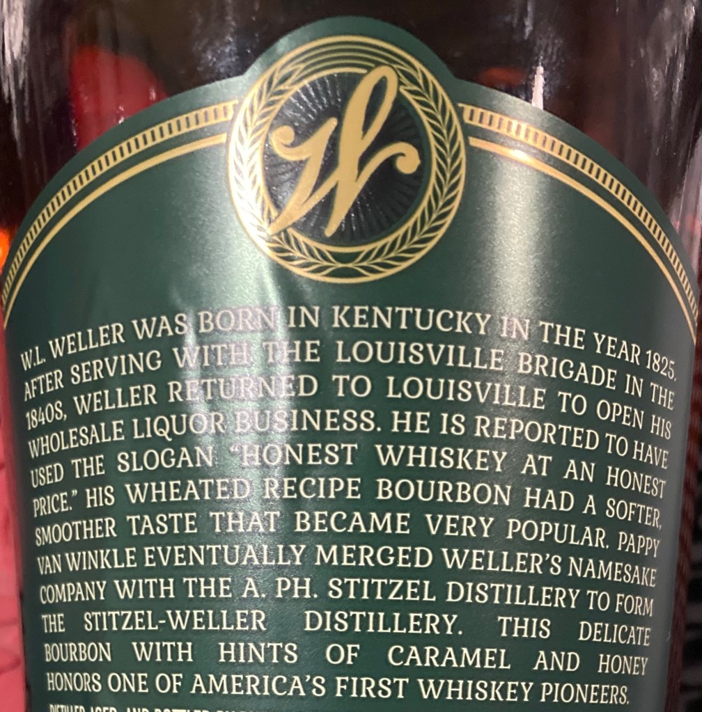 Weller Special Reserve Bourbon Bottle Back Label