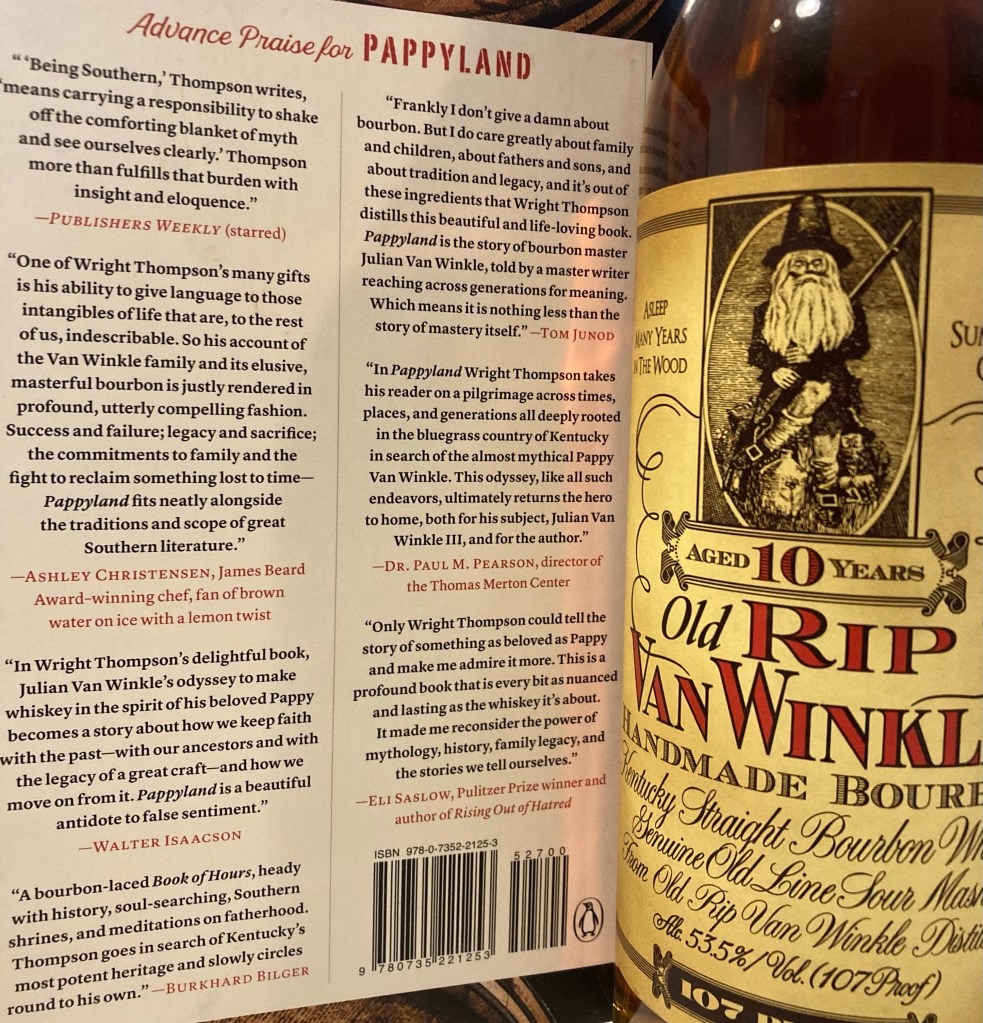 Back cover of Pappyland and Old Rip Van Winkle 10 Year Old Bourbon 