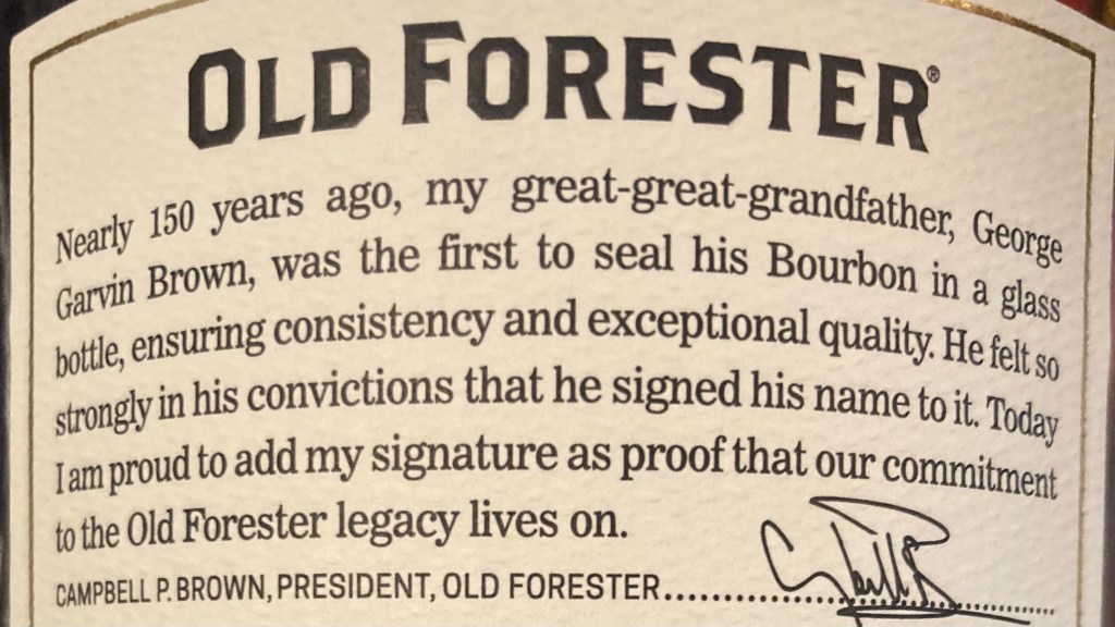 Old Forester Back Label