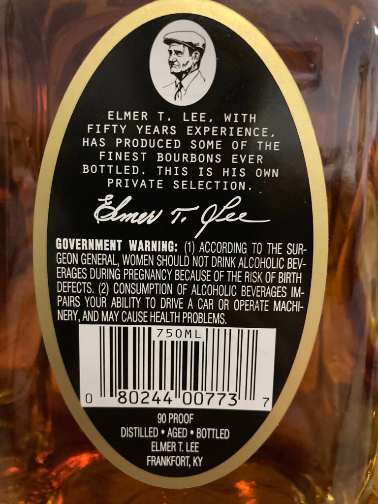 Elmer T Lee Old Back Label