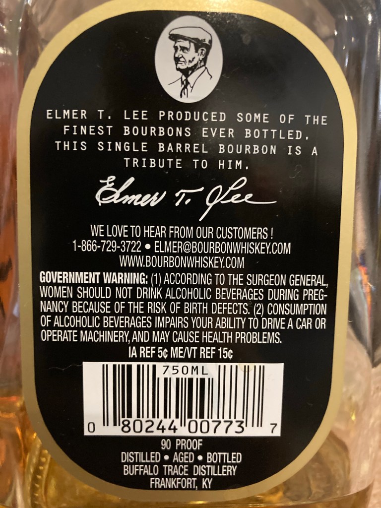 Elmer T Lee 2018 Back Label