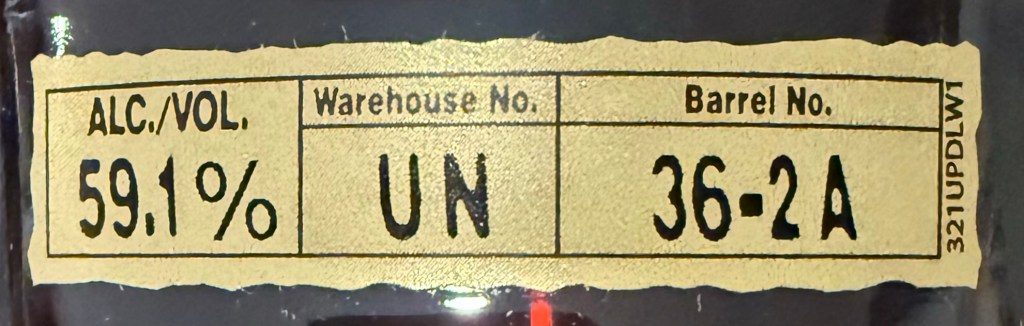 Four Roses Father's Day 2025 OBSF 15 Year Barrel Info Label